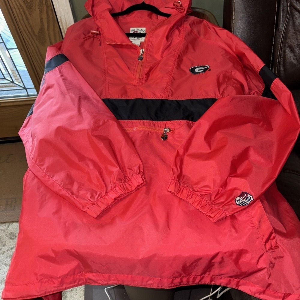 Vintage Georgia Bulldogs Jacket Mens XXL  Red Joe College Windbreaker Anorak